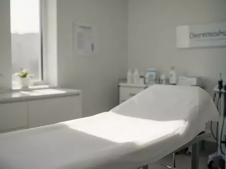Ein minimalistischer, heller Behandlungsraum in einer dermatologischen Praxis mit natürlichem Lichteinfall. - Foto: über boerse-global.de