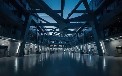 Minimalistische Architektur in einem modernen Forschungszentrum mit kühler Beleuchtung und abstrakten geometrischen Formen. - Foto: über boerse-global.de