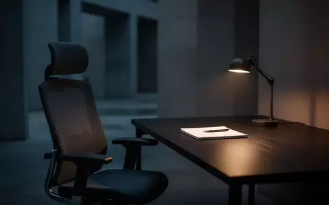 Ein leerer, minimalistischer Arbeitsplatz bei Dämmerung mit einem Notizbuch auf dem Schreibtisch. - Foto: über boerse-global.de