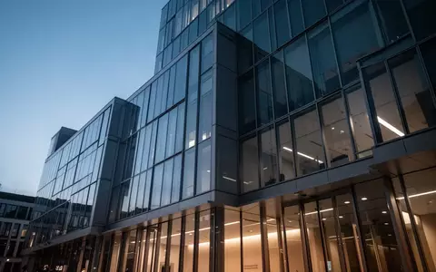 Moderne Glasfassade eines Bankgebäudes in Frankfurt bei Dämmerung mit Fokus auf Architektur und klaren Linien. - Foto: über boerse-global.de