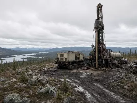 Industrielle Bohranlage in einer weitläufigen, rauen kanadischen Wildnis bei bewölktem Himmel. - Foto: über boerse-global.de