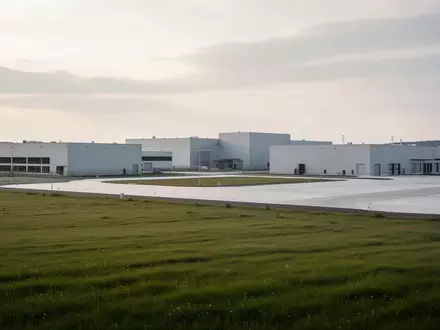 Weitläufige, moderne Industrieflächen in einer ländlichen Region unter einem bedeckten Himmel. - Foto: über boerse-global.de