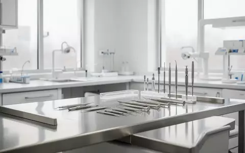 Ein minimalistisches, helles Dentallabor mit professionellen Werkzeugen auf einer sauberen Arbeitsfläche. - Foto: über boerse-global.de