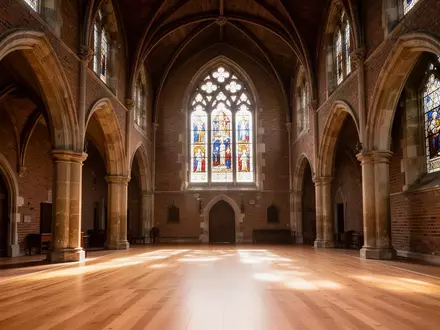 Innenansicht der Nikolaikirche in Rostock mit hohen Gewölbebögen und einfallendem Tageslicht. - Foto: über boerse-global.de