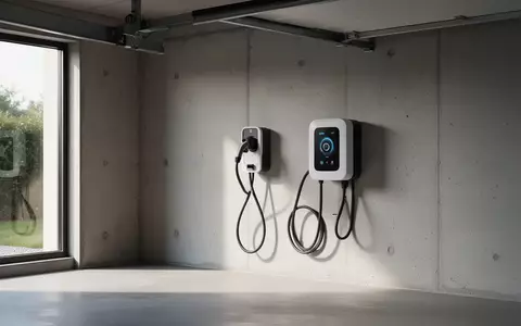 Eine moderne, minimalistische Ladestation für Elektrofahrzeuge an einer schlichten Betonwand in einer Garage. - Foto: über boerse-global.de