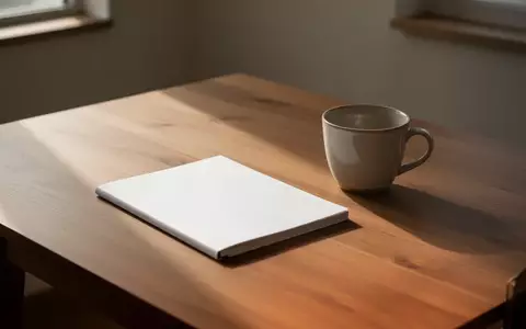 Ein leerer, aufgeräumter Schreibtisch mit einem Notizbuch und einer Tasse in ruhigem, natürlichem Licht. - Foto: über boerse-global.de