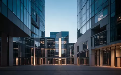 Moderne Architektur eines Finanzdistrikts in der Dämmerung, die die systemische Stabilität des Bankensektors symbolisiert. - Foto: über boerse-global.de
