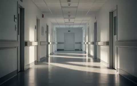 Ein leerer, sonnendurchfluteter Krankenhausflur mit minimalistischer Architektur und langen Schatten auf dem Boden. - Foto: über boerse-global.de