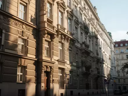 Fassade eines Wiener Gemeindebaus bei sommerlichem Sonnenlicht mit Blick auf die architektonische Struktur. - Foto: über boerse-global.de
