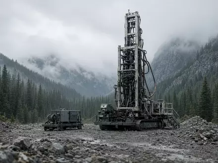 Ein geologisches Bohrgerät auf einer abgelegenen Waldlichtung bei der Erkundung von Bodenschätzen. - Foto: über boerse-global.de