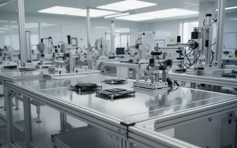 Eine moderne, saubere Fertigungshalle mit hochpräzisen technischen Arbeitsplätzen in einer industriellen Umgebung. - Foto: über boerse-global.de