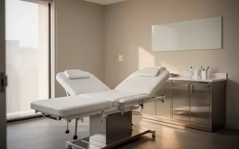 Ein ruhiges, minimalistisch eingerichtetes Behandlungszimmer in einer Arztpraxis mit medizinischer Liege und Edelstahlschrank. - Foto: über boerse-global.de