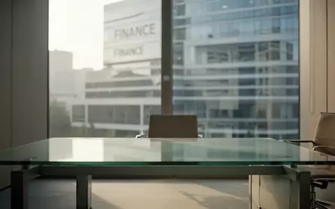 Ein minimalistischer, moderner Büroarbeitsplatz mit einem leeren Schreibtisch in einem hellen, architektonisch gestalteten Gebäude. - Foto: über boerse-global.de