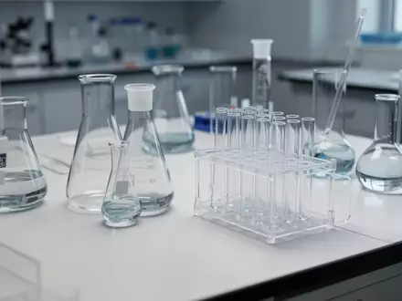 Laborausstattung mit Glasbehältern und Reagenzgläsern in einer sterilen, klinischen Umgebung. - Foto: über boerse-global.de