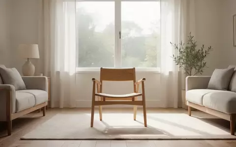Ein heller, sonnendurchfluteter Wohnraum mit einem leeren Holzstuhl in der Mitte, der eine ruhige und einladende Atmosphäre vermittelt. - Foto: über boerse-global.de