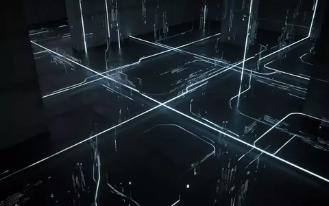 Abstrakte Darstellung digitaler Datenströme durch geometrische Lichtlinien in einem dunklen, minimalistischen Raum. - Foto: über boerse-global.de