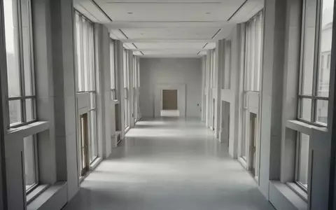 Ein leerer, modern gestalteter Flur in einem Regierungsgebäude mit minimalistischer Architektur und hellem Lichteinfall. - Foto: über boerse-global.de