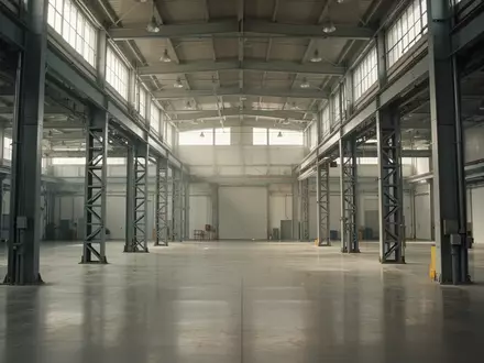 Leere, weitläufige Industriehalle mit hohen Decken und einfallendem Tageslicht, die eine Atmosphäre des Wandels in der Fertigung vermittelt. - Foto: über boerse-global.de