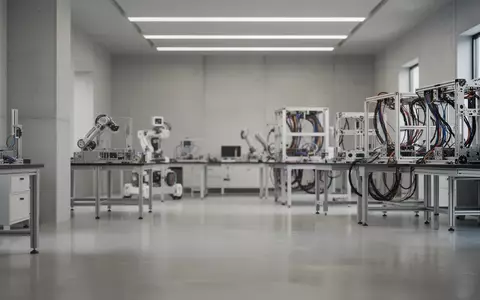 Ein minimalistisches Ingenieurlabor mit technischer Ausrüstung und mechanischen Komponenten im Hintergrund. - Foto: über boerse-global.de