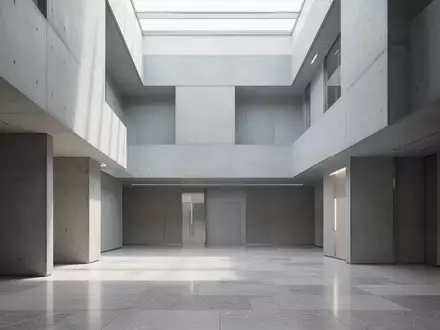 Minimalistische, architektonische Innenansicht mit klaren Linien und natürlichem Licht, die Stabilität und Struktur symbolisiert. - Foto: über boerse-global.de