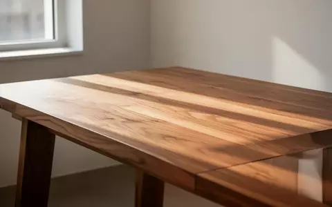 Ein minimalistischer, sonnendurchfluteter Arbeitsplatz mit einem Holztisch ohne technische Geräte. - Foto: über boerse-global.de
