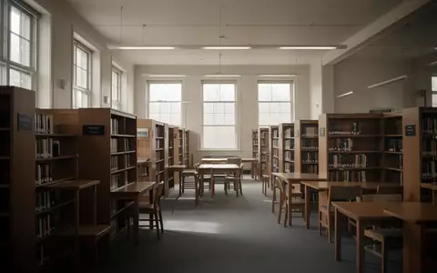 Leere, lichtdurchflutete Räumlichkeiten einer öffentlichen Bibliothek mit Holzregalen und Tischen. - Foto: über boerse-global.de