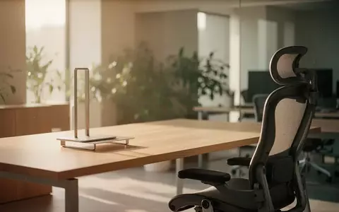 Ein minimalistischer, heller Arbeitsplatz mit einem leeren Schreibtisch und einer ergonomischen Sitzgelegenheit. - Foto: über boerse-global.de