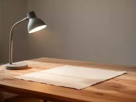 Ein aufgeräumter, minimalistischer Schreibtisch mit sanftem Tageslicht und einer Schreibtischlampe in einer ruhigen Arbeitsumgebung. - Foto: über boerse-global.de