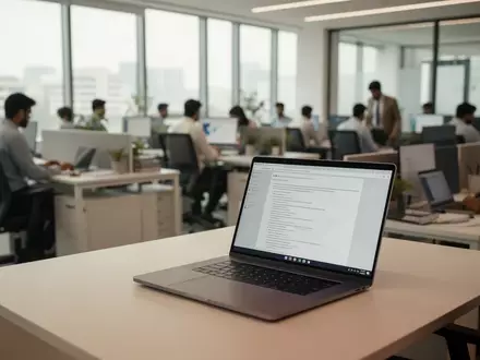 Moderne Büroräume in einem indischen Technologiezentrum mit Mitarbeitern an ihren Arbeitsplätzen. - Foto: über boerse-global.de