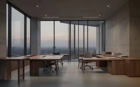 Ein modernes, minimalistisches und leeres Bürogebäude in der Abenddämmerung mit natürlichem Licht und klaren architektonischen Linien. - Foto: über boerse-global.de