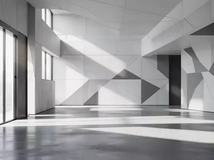 Ein minimalistischer, moderner Innenraum mit klaren geometrischen Linien und natürlichem Lichteinfall. - Foto: über boerse-global.de