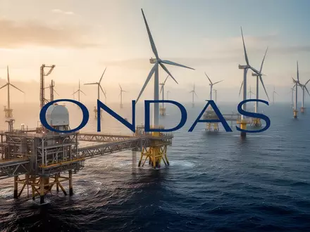 Hochmoderne Offshore-Windkraftanlage vor dem Hintergrund eines ruhigen Ozeans bei Sonnenuntergang. - Foto: ĂŒber boerse-global.de