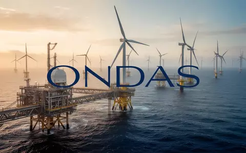 Hochmoderne Offshore-Windkraftanlage vor dem Hintergrund eines ruhigen Ozeans bei Sonnenuntergang. - Foto: über boerse-global.de