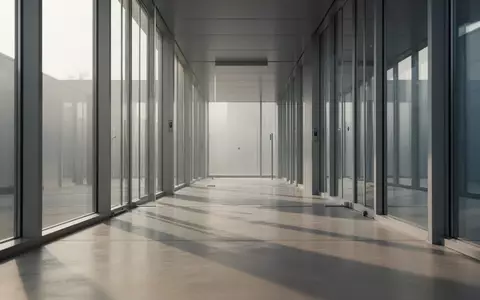 Ein moderner, minimalistischer Flur mit poliertem Betonboden und sanftem Lichteinfall, der eine Atmosphäre von Sicherheit und Zugangskontrolle vermittelt. - Foto: über boerse-global.de