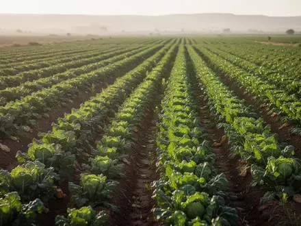 Weitläufiges, sonnendurchflutetes Salatfeld in Mexiko vor der Ernte. - Foto: über boerse-global.de