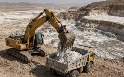 Industrielles Lithium-Abbaugebiet mit schwerem Gerät in einer weitläufigen, trockenen Landschaft. - Foto: über boerse-global.de