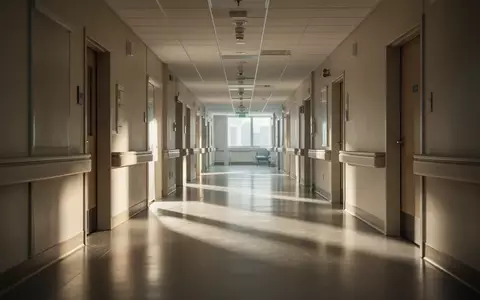 Ein leerer, modern gestalteter Krankenhausflur mit klaren architektonischen Linien und sanftem Lichteinfall. - Foto: über boerse-global.de