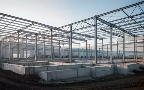 Ein modernes, steriles Industriebaugelände in Thüringen mit Stahlkonstruktionen und Fundamenten für ein neues Werk. - Foto: über boerse-global.de