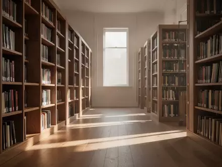 Ein sonnendurchfluteter, ruhiger Bibliotheksraum mit hohen Bücherregalen aus Holz und einfallendem Tageslicht. - Foto: über boerse-global.de