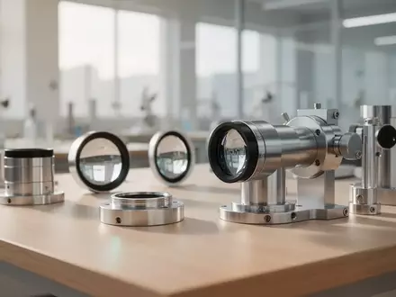 Nahaufnahme von hochwertigen Brillengläsern und mechanischen Bauteilen auf einem hellen Werkstatttisch in hellem Licht. - Foto: über boerse-global.de