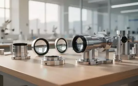 Nahaufnahme von hochwertigen Brillengläsern und mechanischen Bauteilen auf einem hellen Werkstatttisch in hellem Licht. - Foto: über boerse-global.de