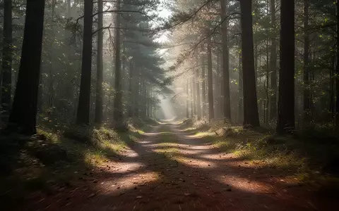 Ein sonnendurchfluteter Waldweg im frühen Morgenlicht, der zu Bewegung und Spaziergängen einlädt. - Foto: über boerse-global.de