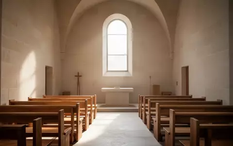 Ein heller, minimalistischer Kapellenraum mit sanftem Tageslicht, das durch ein hohes Fenster fällt und eine ruhige, kontemplative Atmosphäre schafft. - Foto: über boerse-global.de