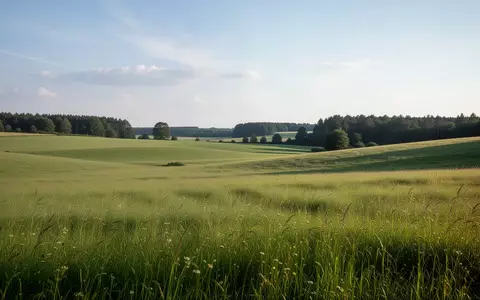 Weite Wiesenlandschaft in Mecklenburg mit sanften Hügeln und grünem Gras unter einem weiten Himmel - Foto: über boerse-global.de