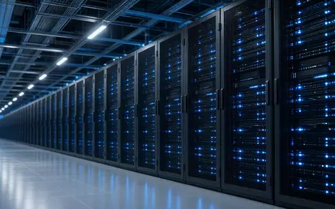 Moderne Rechenzentrumsinfrastruktur mit blauer Beleuchtung als Symbol für technologisches Wachstum und Digitalisierung. - Foto: über boerse-global.de