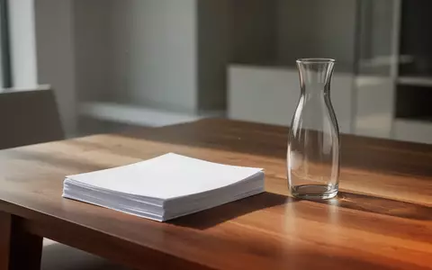 Ein minimalistischer, sonnendurchfluteter Raum mit einem leeren Holztisch und einer Glasvase, der Stabilität und Planung symbolisiert. - Foto: über boerse-global.de
