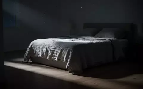 Ein unaufgeräumtes, aber ruhiges Schlafzimmer im Halbdunkel mit weichen Textilien und sanftem Mondlicht. - Foto: über boerse-global.de
