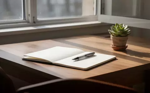 Ein minimalistisch gestalteter Schreibtisch mit Notizbuch und Pflanze in einer ruhigen Lernumgebung. - Foto: über boerse-global.de