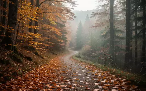 Ein herbstlicher Wanderweg in einem Mittelgebirge mit goldenem Laub und dichtem Wald. - Foto: über boerse-global.de
