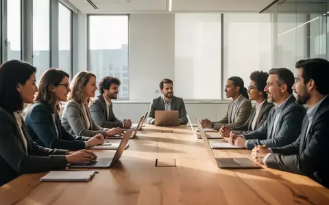 Eine diverse Gruppe von Menschen bei einer aktiven Diskussion an einem Konferenztisch in einem modernen Büro. - Foto: über boerse-global.de